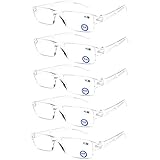 AQWANO Blue Light Blocking Computer Reading Glasses 5 Pack Clear Frame Rimless Readers Anti Glare Filter Lightweight for Women Men,1.5