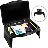 Folding Lap Desk, Laptop Desk, Breakfast Table, Bed Table, Serving Tray - The lapdesk Contains Extra Storage Space and dividers & Folds Very Easy, Great for Kids, Adults, Boys, Girls, (Black)
