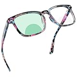 YEIN Bifocal Reading Glasses with Blue Light Blocking Lenses, Bifocal Reader for Women, Vintage Square frame with Spring Hinge (+0.00/+2.00 magnification)