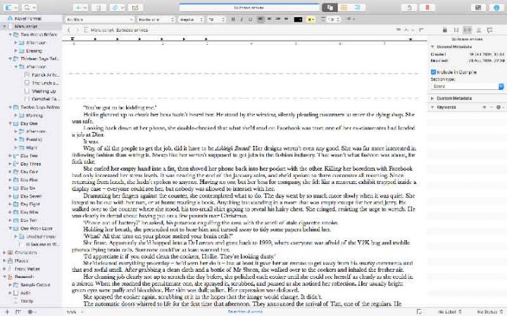 scrivener formatting capabilities